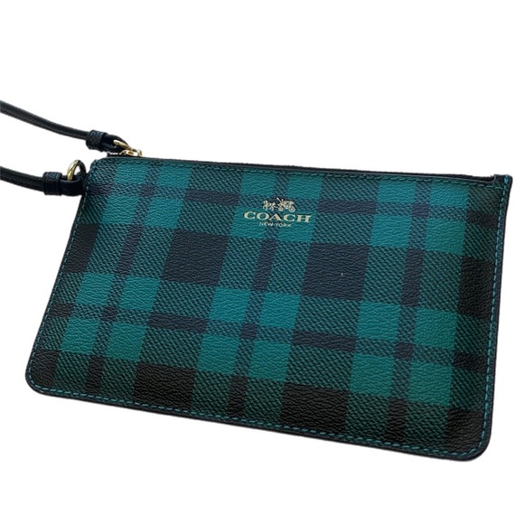 43 Coach Riley Plaid Small Wristlet Atlantic Multi F54461 - Picture 2 of 6